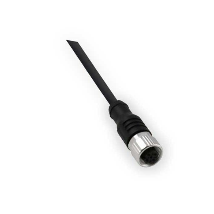 M12 3Pin、母头直型、耐高温120℃、单端预铸PUR柔性电缆、黑色护套、64H001-XXX